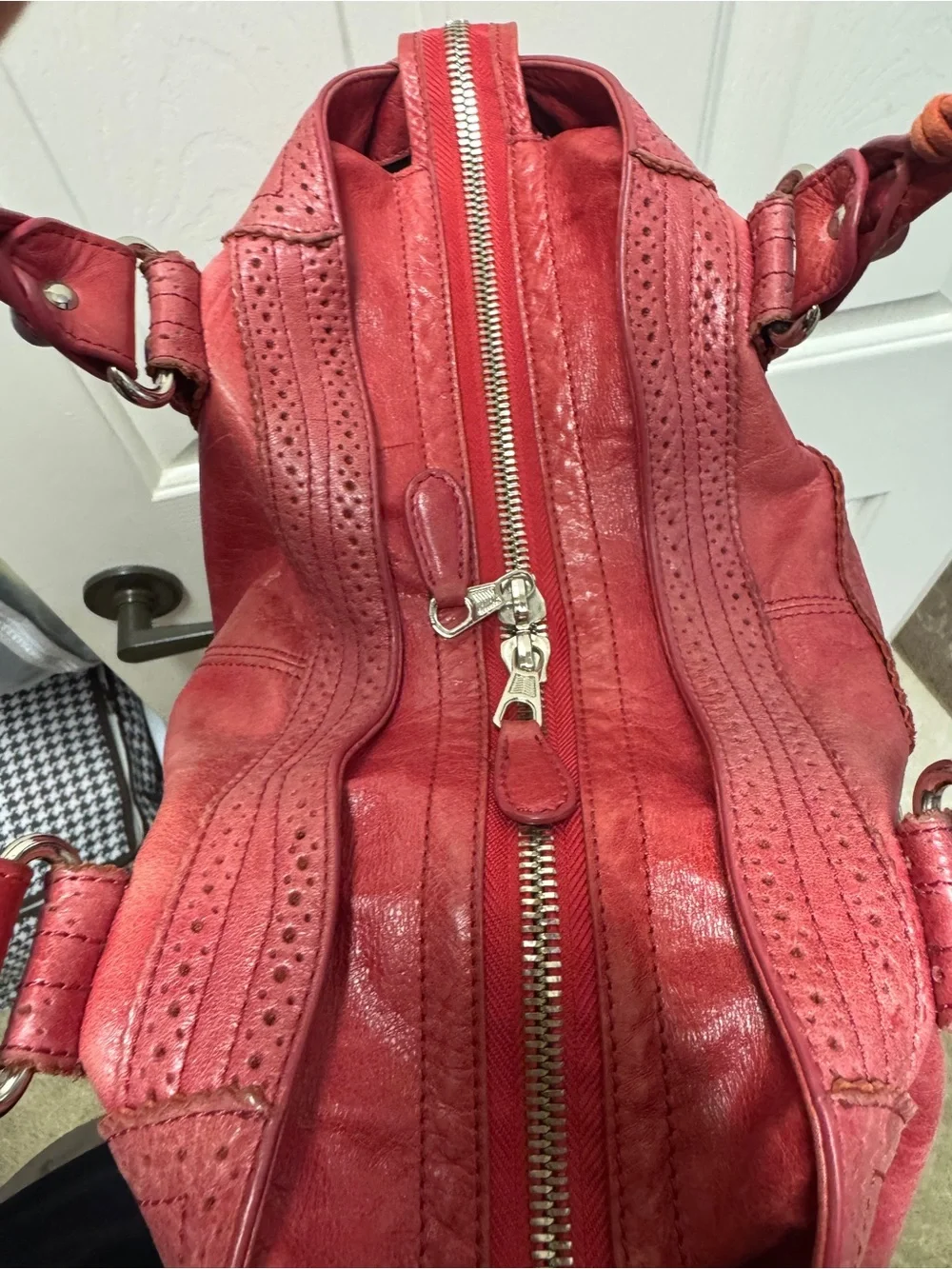 Balenciaga Giant Covered Brogues Part Time Red Leather Bag Vintage